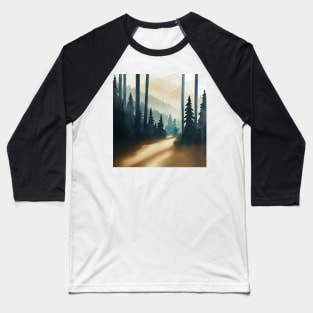 Pine Tree watercolor landscape 0 Baseball T-Shirt